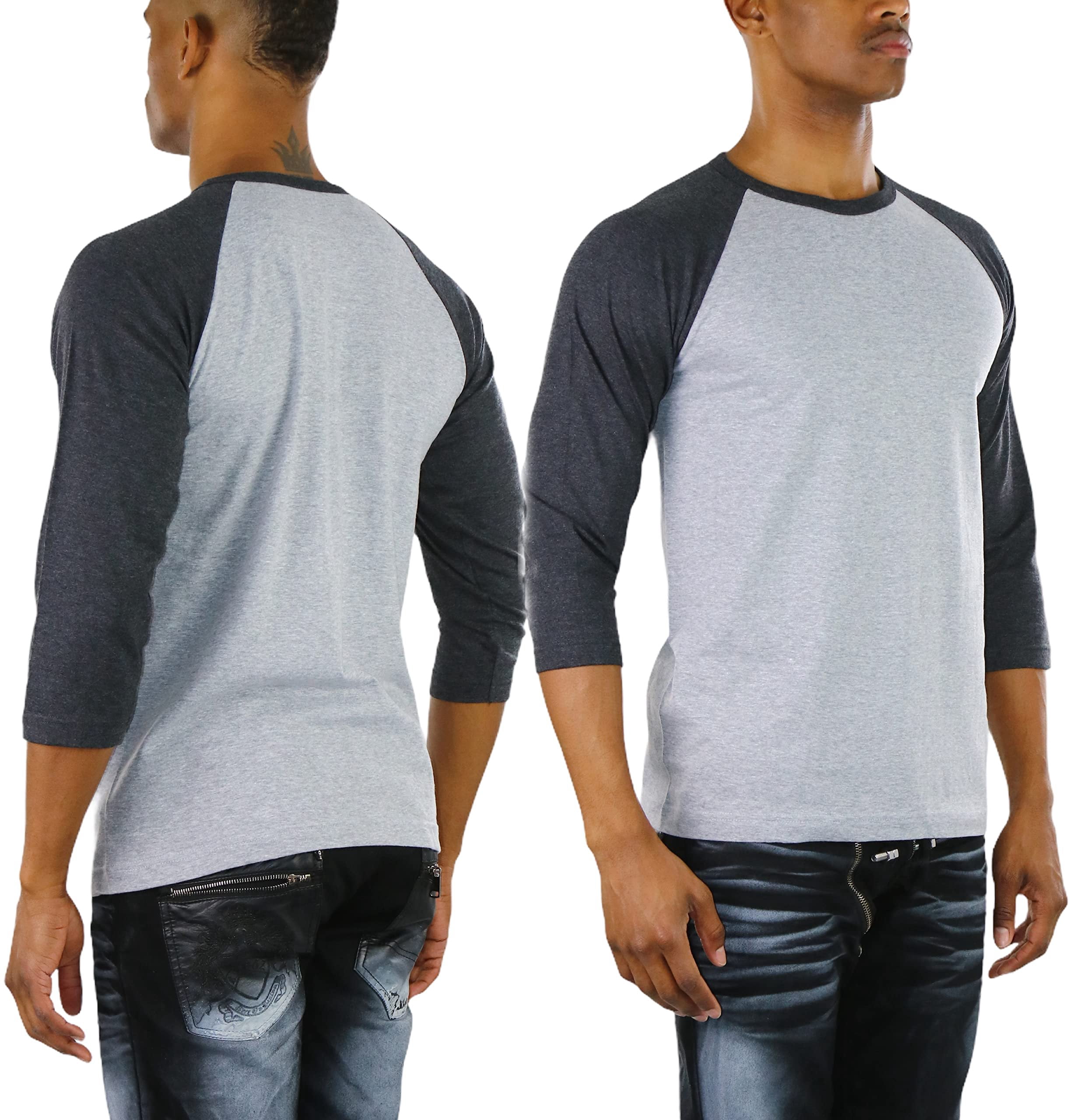 ToBeInStyle Men's Long Sleeve Baseball Shirt - 3/4 Raglan Sleeve, Red/White, X-Large