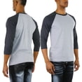 thumbnail image 3 of ToBeInStyle Mens Sleeved Baseball Inspired Classic Shirt Tee - 3/4 Sleeve - Charcoal Grey/Heather Grey - Large, 3 of 7