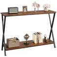 thumbnail image 3 of FOLDLIFE Brown Slim Console Table with Storage，Wood 2-Tier Industrial Design Entryway Console Table,Narrow Sofa Table with Open Storage Shelf for Living Room, Hallway and Foyer, 3 of 7