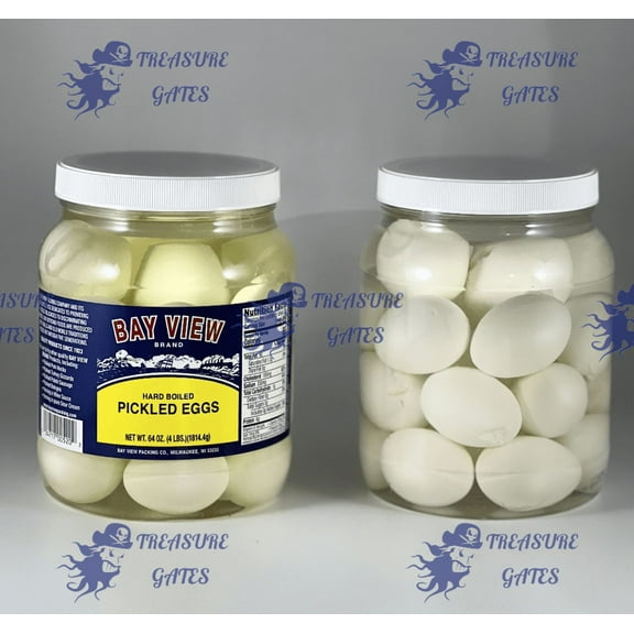 Bay View Brand Pickled Eggs 64 Ounce Plastic Jars Original Flavor Bar Tavern Food (2 Pack)