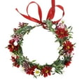 thumbnail image 3 of Boho Corona Flor Diadema Cabello Guirnalda Novia Cabeza Guirnalda Tiara Damas de Honor para Fiesta de Navidad , Rojo A Soledad corona de flores, 3 of 10