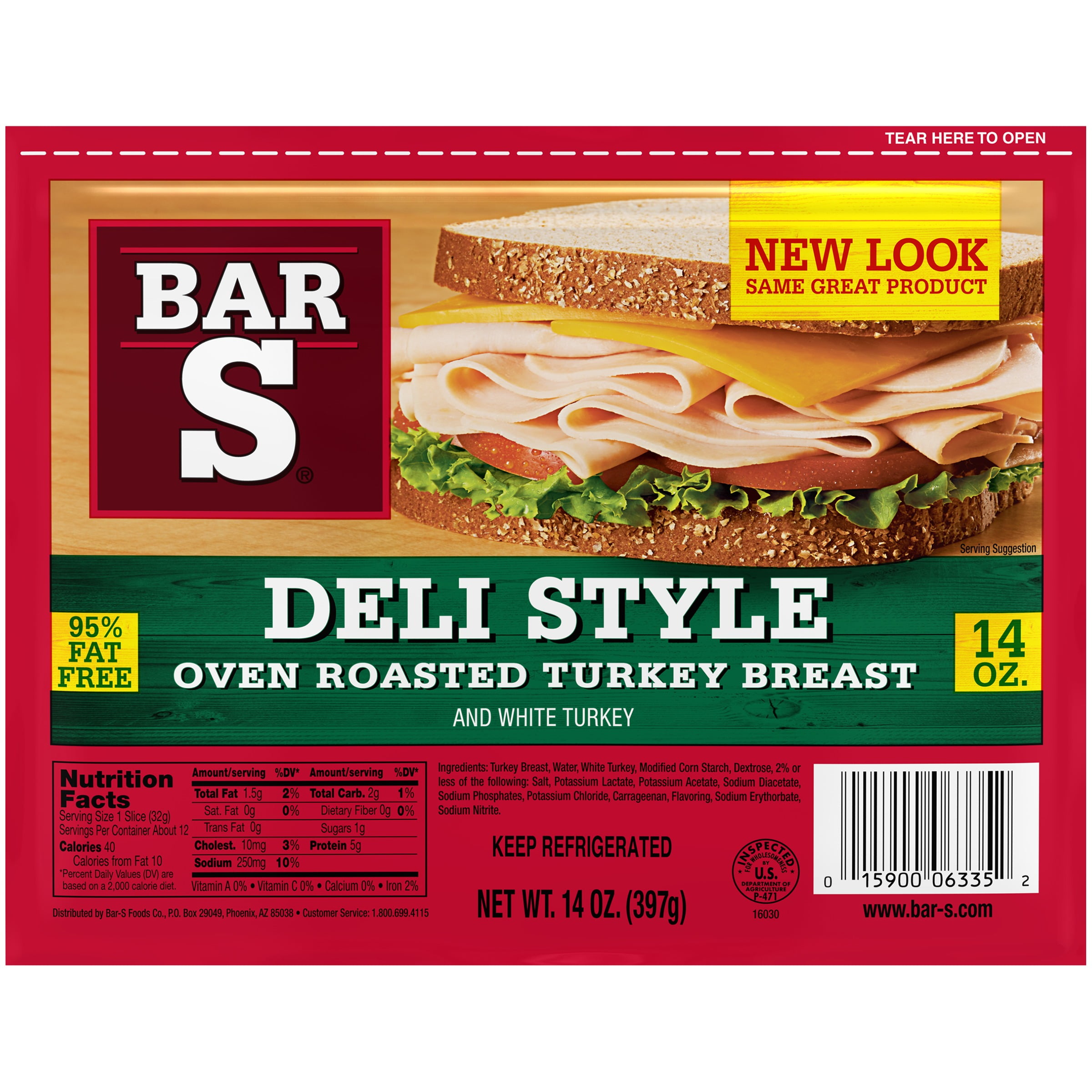 Bar S Deli Style Oven Roasted Turkey Breast, 14 Oz ...