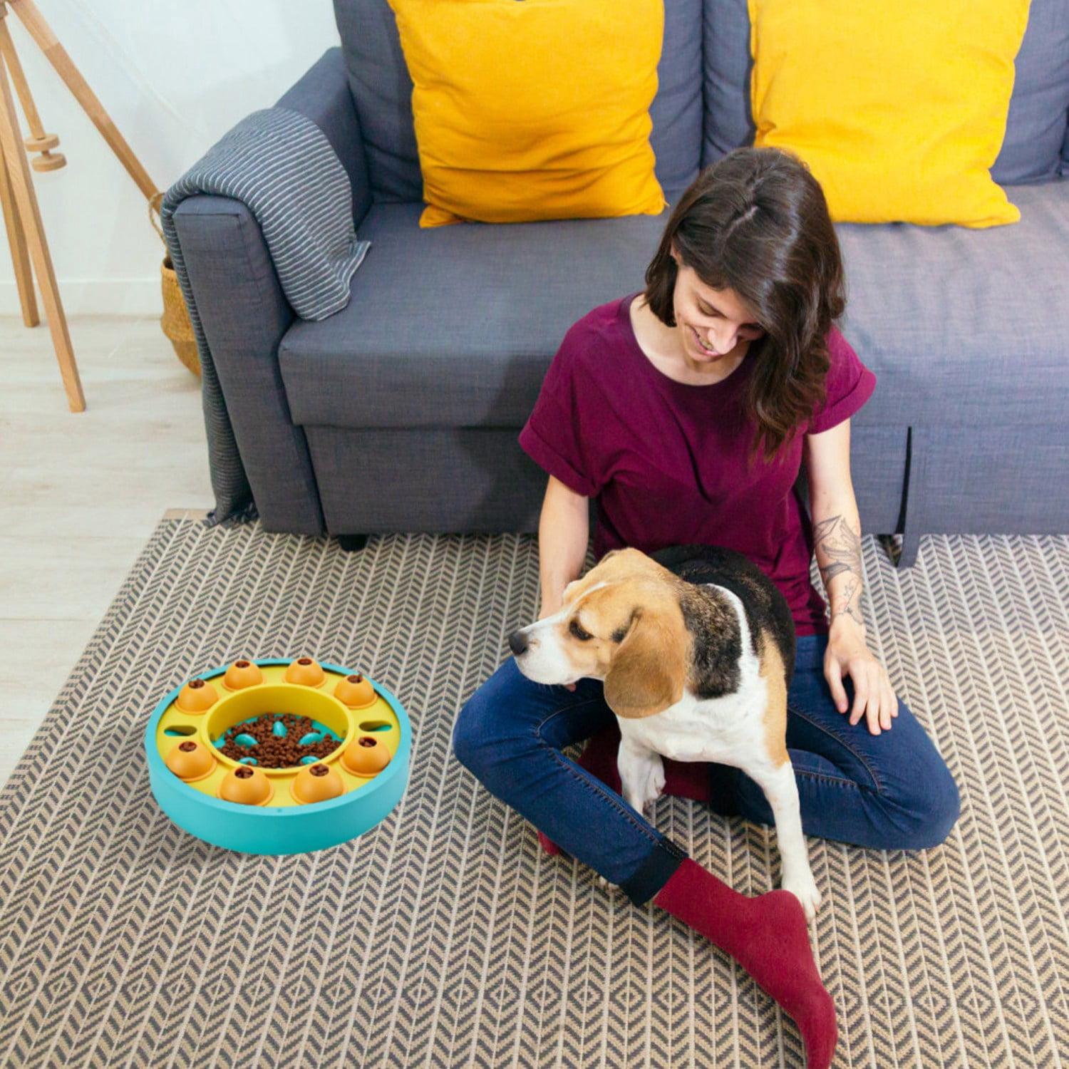 Dog Food Puzzle Feeder Toys TeqHome Dog Slow Feeder for IQ Training Mental Enrichment for Small Medium Large Dog Cat Blue