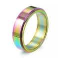 thumbnail image 2 of 6MM Rainbow Spinner Band Titanium Steel Wedding Engagement Party Ring Size 6-11, 2 of 9
