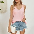thumbnail image 5 of lmcalzta Tank Tops for Women Loose Fitting Trendy Stretchy V Neck Casual Spaghetti Strap Tops Summer Solid Basic T Shirt, 5 of 8