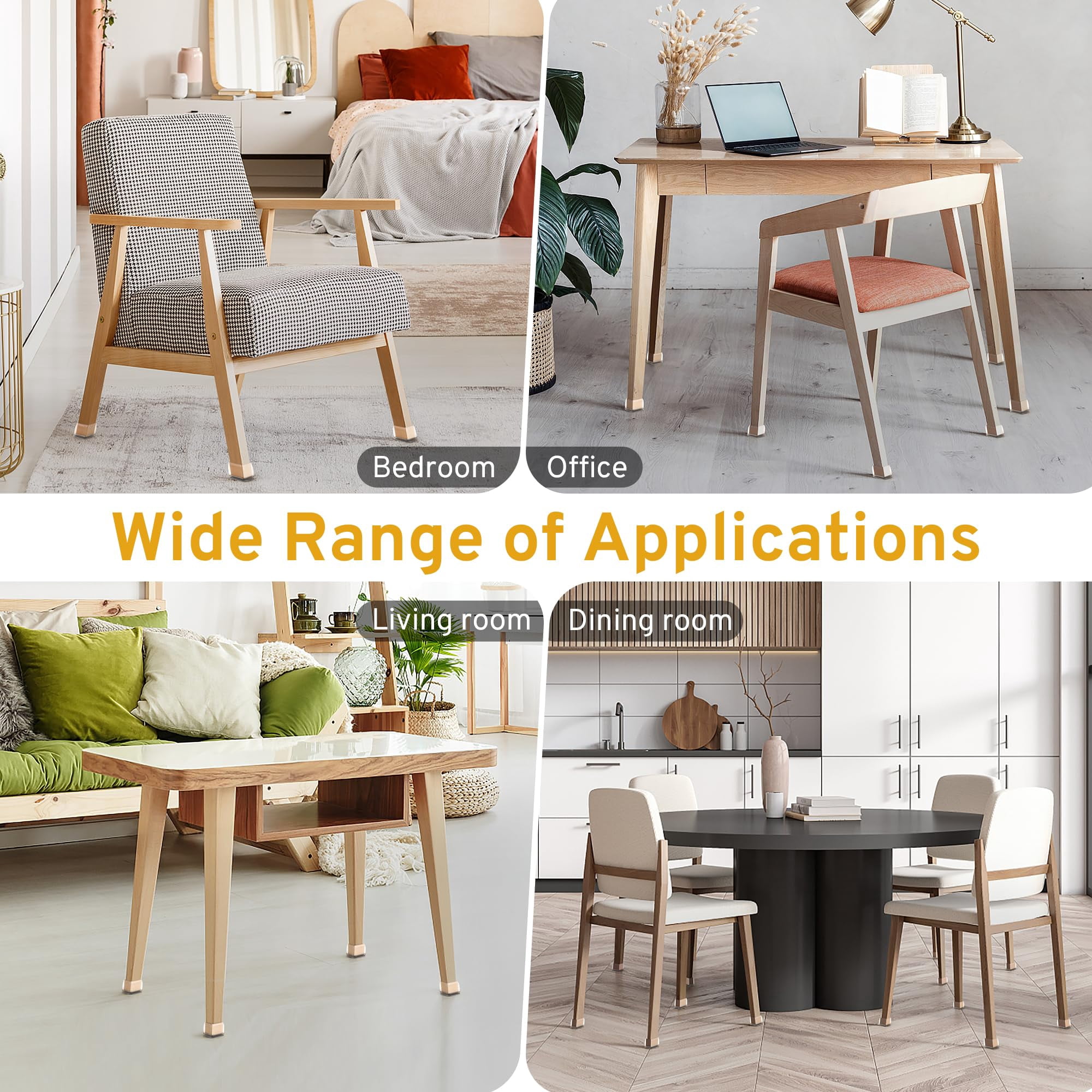 24 pcs Rectangular Chair Leg Floor Protectors, Furniture Sliders, Non-Slip Felt Furniture Pads for Hardwood Floors, Silicone Cap Covers to Protect Floors,(3-4cm in length and 2-3cm in width)