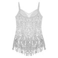 thumbnail image 4 of iixpin Girls Latin Dance Dress Leotards Shiny Sequins Dancewear Ballroom Tassel Hem Rumba Samba Dance Costume Silver 6, 4 of 7