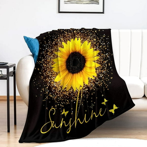 Couverture Tournesol Belle Couverture Jetée Tournesols Couverture Légère en Flanelle Douce Cadeaux pour Enfants Adultes 80"x60 Pouces