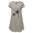 thumbnail image 4 of Dyegold Sundresses for Women Casual Beach - Cotton Linen Dresses for Women V Neck Short Sleeve Dandelion Print Midi Sundresses ​Casual Graduation T Shirt ​​Dresses, 4 of 5
