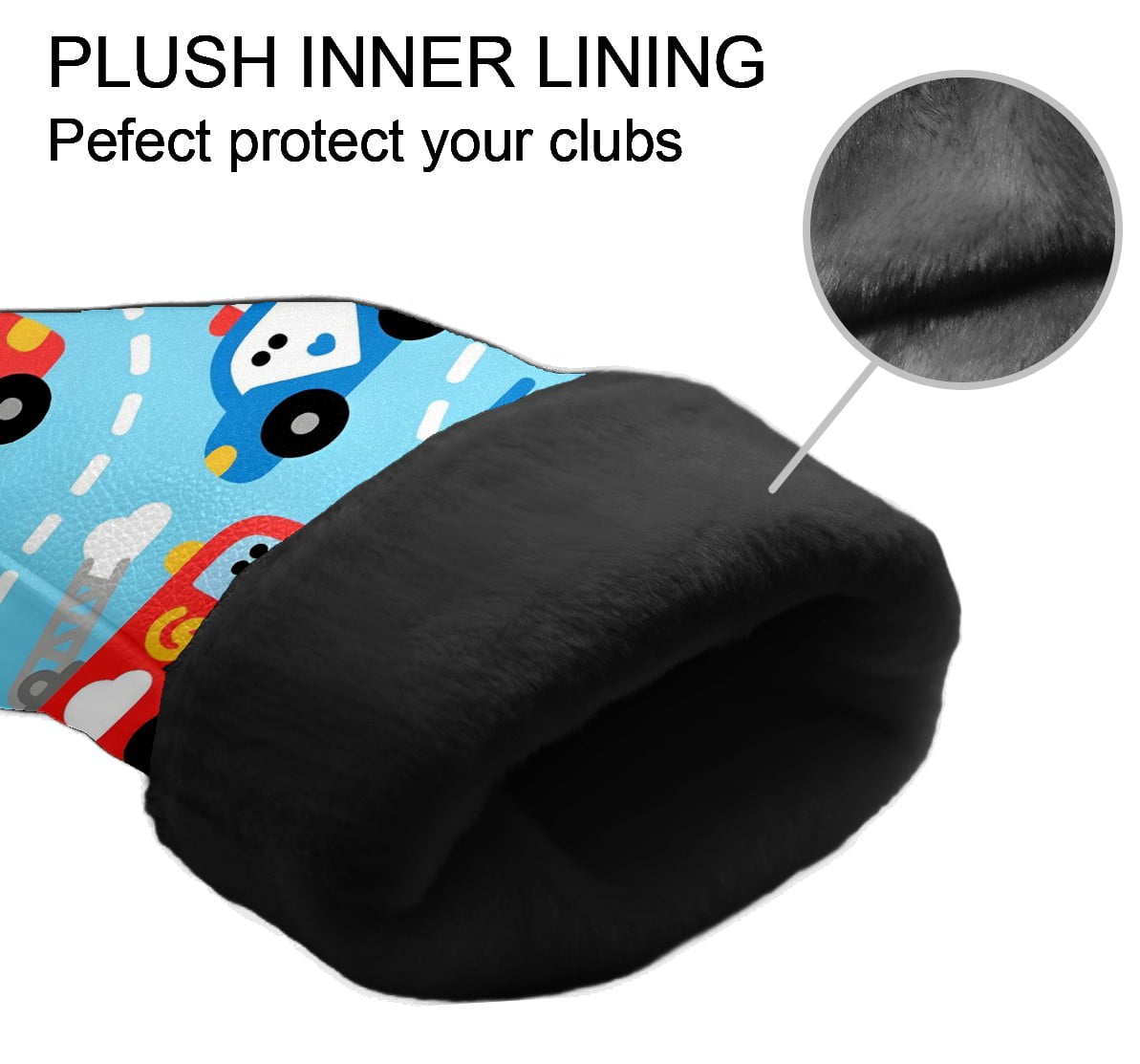 Golf Club Covers, Firefighter Police Car Blue Premium PU Leather Driver Hybrid Putter Head Covers with Velvet Lining, Waterproof Golf Gifts for Men Women