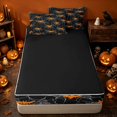 thumbnail image 4 of Erosebridal Spooky Spiderweb Zipper Twin Comforter Sets with Fitted Sheet and 2 Pillowcases, Halloween Bat Zipper Bedding Set for Boys Girls, Black Orange, Black Reversible, 4 of 7