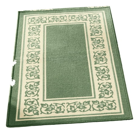 Collections Etc Floral Border Skid-Resistant Accent Rug  Sage  26 X 45