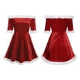 thumbnail image 5 of Douhoow Christmas Dress for Women Red Off Shoulder A Line Short Dress, 5 of 8