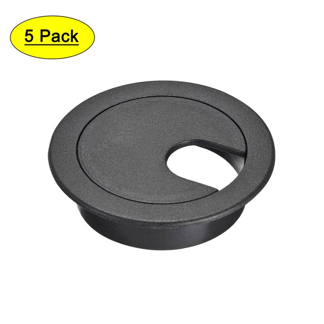 Cubierta de agujero de cable de escritorio Uxcell de 1-3/8" de plástico negro, paquete de 5