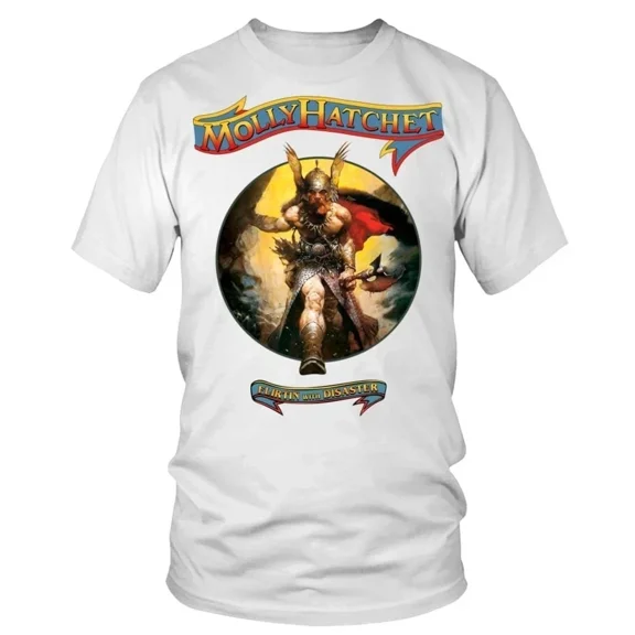 Vtg Molly Hatchet - Flirtin with disaster Cotton White Unisex T Shirt TA0662