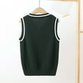 thumbnail image 6 of IVEYRTF Childrens Knit Sweater Solid Color V Neck Tank Top for Boys and Girls Winter Wear Soft Breathable Fabric Daily Casual Outfit School Holiday Party(Green,11-12 Years), 6 of 6