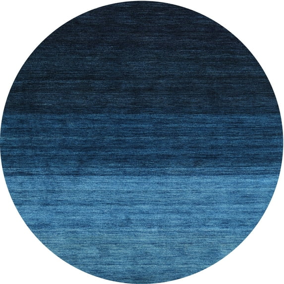 Ahgly Company Indoor Round Contemporary Deep-Sea Blue Abstract Area Rugs, 4' Round