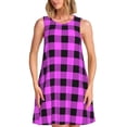 thumbnail image 1 of Fotbe Purple Black Buffalo Plaid Vestido de Verano sin Mangas para Mujer – Vestido Midi Línea A, Estilo Camiseta Floral, Vestido Playero Casual y Fluido, 1 of 7