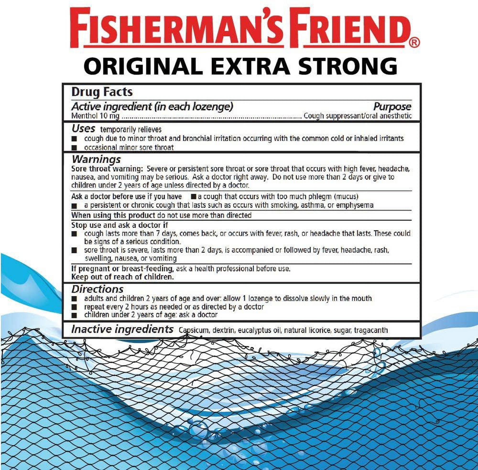 5 Pack Fisherman's Friend Original Extra Strong Menthol 38 Lozenges Each
