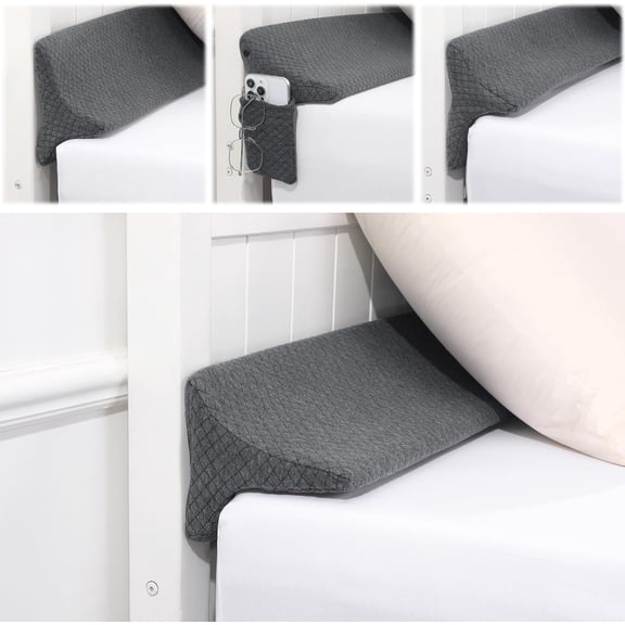 HOMBYS Bed Wedge Gap Filler for Bed & Mattress Gap, High Density Foam Headboard Gap Filler Queen Size, Dark Grey Bed Crack Pillow Wedge Fill The Gap (0-3")