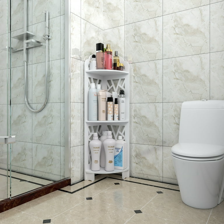 3 Tier Floor Standing Corner Shower Caddy White Shower Organizer for  Bathroom, Bathtub, Shower pan, Bath Accessories Shower Caddies 