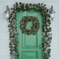 thumbnail image 5 of WMGHA Christmas Wreath with Red Bow and Pinecones, Artificial Holiday Front Door Decoration with Berries and Ornaments, PVC Greenery Winter Garland for Indoor Outdoor Use, 5 of 5