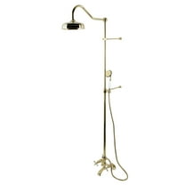 Kingston Brass CCK2662 Vintage Wall Mount Clawfoot Tub Faucet Package with Shower Combo and Hand Shower, Polished Brass