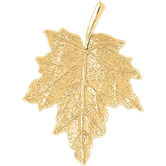 18K Yellow Gold Maple Leaf Pendant - 52 mm