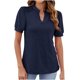 thumbnail image 1 of Blusas para las Mujeres Casual Manga Corta V-Cuello Suéter Color Sólido, Moda Poliéster/Spandex para el Hogar Y Diario, 1 of 8