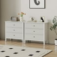 thumbnail image 3 of May in Color Large Fluted 3-Drawer Dresser, Wide Chest of Drawers, Modern Wood Dresser with Spacious Storage, White, 3 of 11