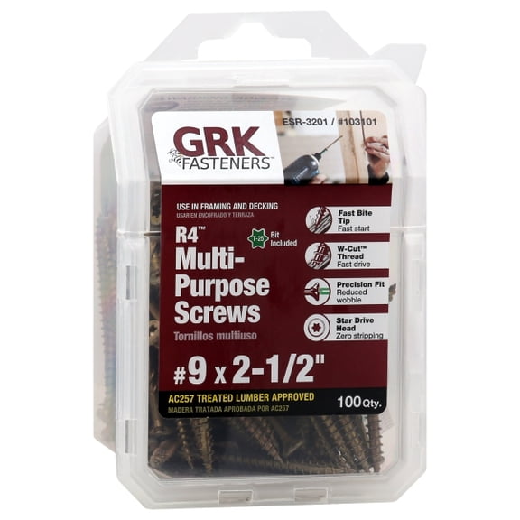 GRK 103101 #9 by 2-1/2-inch Star Drive Bugle Head R4 Multi-Purpose Screw, Steel (Pack of 100)