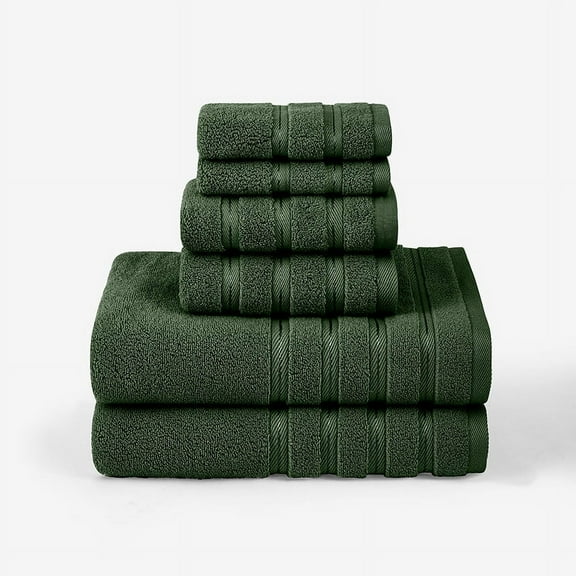 XmhyTop-A 6-Piece Cotton Towel Sets Soft Absorbent Cotton Bathroom Towels for Home,Green