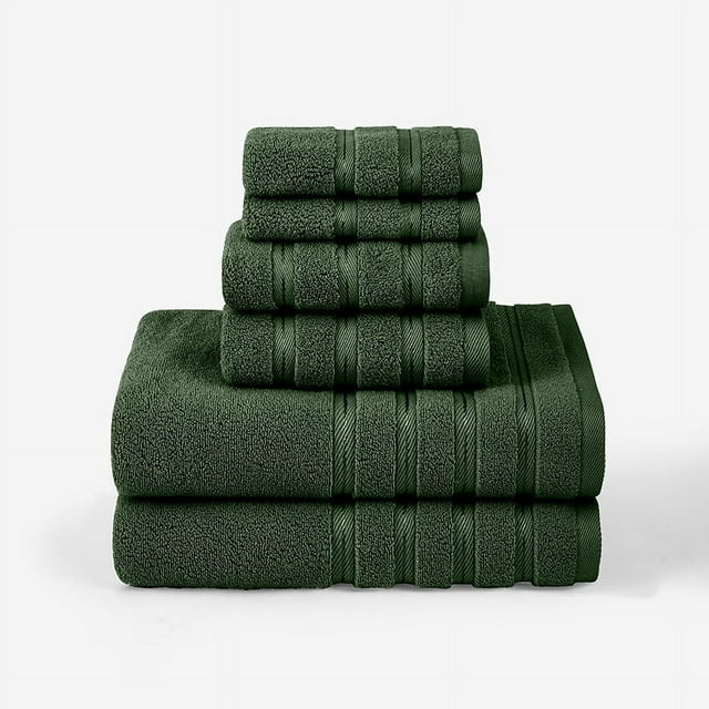 XmhyTop-A Juego de 6 toallas de algodón absorbentes y suaves para el baño, color verde