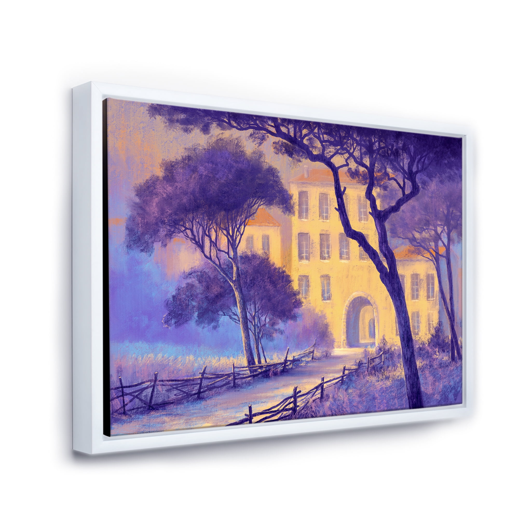 Designart 'Street Landscape OF Footpath & Trees In A City' Traditional Framed Canvas Wall Art Print
