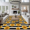 thumbnail image 3 of Summer Sunflower Large Area Rugs 6x9 ft Black Stripes Vintage Country Linen Washable Rug Non Slip Indoor Carpet Absorbent Floor Mat for Living Room Bedroom Dining Room, 3 of 9