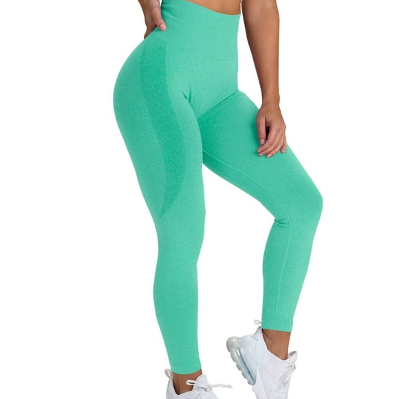 Fvwitlyh Pantoufles Pour Femmes Womens High Waist Pant Soft Sport Yoga Leggings Workout Running Trousers Green,L