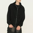 thumbnail image 2 of ZHOUCHANKIDS Heavyweight Fall Cardigan Sweatshirt Men's and Women's Trendy Double Zipper Solid Color Hooded Jacket Black XXL, 2 of 8