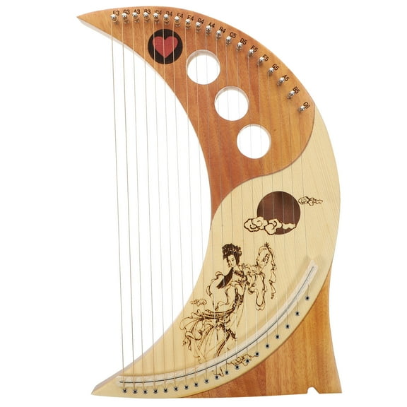 OATIPHO 1Set Wooden Harp 19 Metal with Extra Accessories for Beginner Players