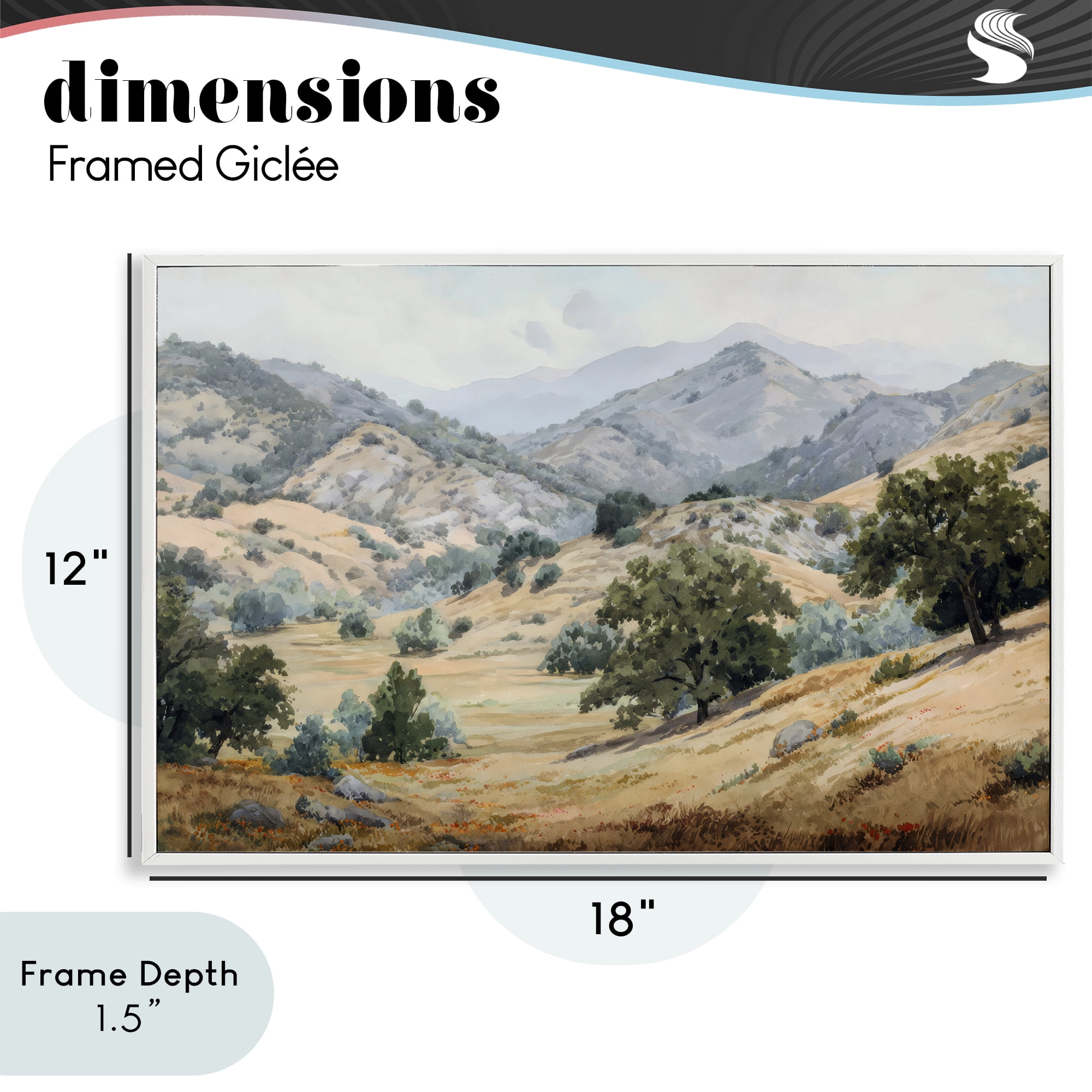 Stupell Industries Mountains and Trees Valley View White Framed Giclee Art, design by Petal Prints Design