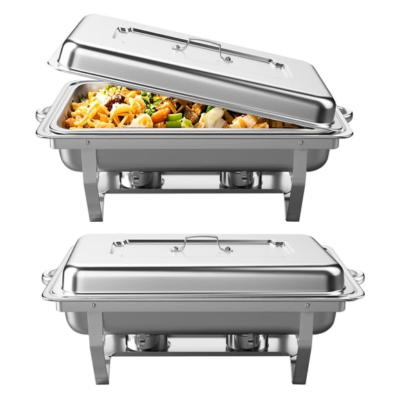 Jacgood Chafing Dish Buffet Set, 2PC 9 qt Rectangle Chafer for Catering, Stainless Steel Food Warmer for Parties Buffets Banquets Dinners