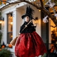 thumbnail image 3 of Halloween Witch Hanging Ornament Feather Hat Straw Broom Party Wall Door Fireplace Mantel Decor Prop, 3 of 5
