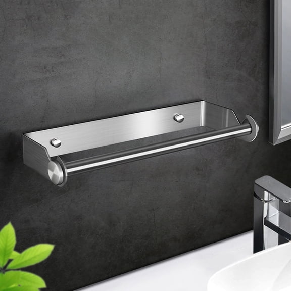 Wall Mounted Stainless Steel Kitchen Roll Holder No Drilling Installation, Paper Roll Holder For Kitchen Cupboard, Bathroom Sink, Countertops, 8 Installation Parts For Quick Easy