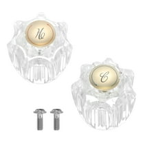 Uxcell Bathroom Faucet Knobs Replacement, 2Pcs Acrylic Hot and Cold Knob Handle Kit Clear
