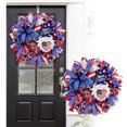 thumbnail image 6 of 5th of July Patriotic Wreath, Memorial Day Pride Garland for Front Door, Red White and Blue Flag Wreath, Independence Swag Indoor Outdoor Wall Holiday Decor Home, 6 of 8