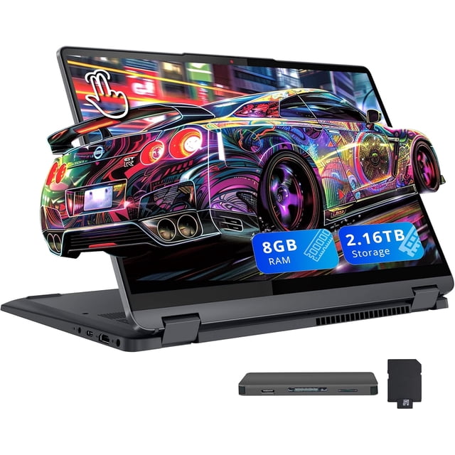 Lenovo IdeaPad Flex 5i 14" WUXGA Touch 2-in-1 Laptop, Intel i5-1235U, 8GB LPDDR4X, 2.16TB Storage (2TB SSD + 160GB Docking Station Set), Backlit Keyboard, Fingerprint Reader, FHD Camera, Win 11, Gray