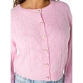 thumbnail image 4 of Celebrity Pink Women's and Women's Plus Cable Knit Crew Neck Cardigan, Sizes XS-4X, 4 of 5