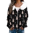 thumbnail image 5 of Women's Fashion Casual Sweater Zipper Cardigan, Christmas Themed Print Plush Hooded Jacket for Seasonal Holiday Cheer and Style,Black,L, 5 of 6