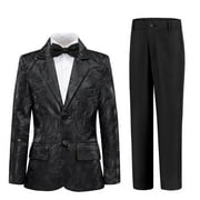 ETHAN Formal Shirt Bow Tie Tuxedo Pant Set (Big Boys), Black