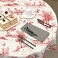 thumbnail image 4 of Nappe Campagnarde Française Ronde Vintage Toile Rouge Nappes Cercle Rustique Classique Village Housse de Table Lavable Essuyable Polyester Dessus de Table Vacances pour Salle à Manger Cuisine Pique-Nique Fête Déco 60 Pouces, 4 of 7