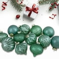 thumbnail image 3 of Northlight Finial and Glass Ball Christmas Ornaments - 3.25" - Green - Set of 12, 3 of 4